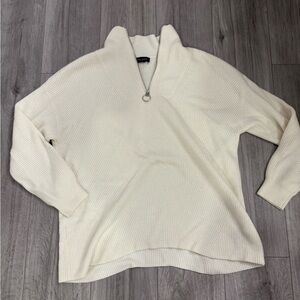 Club Monaco Cream Quarter Zip Sweater